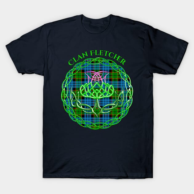 Fletcher Scottish Tartan Celtic Thistle T-Shirt by CelticFlame